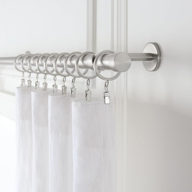 MODE Cambria Designer Series - Premium Easy Glide 18 Count Curtain Rings - Metal with Smooth, Quiet Nylon Inserts with Clips - 2 inch Diameter (1-5/8 inch Inside Diameter) - Brushed Nickel - Image 2